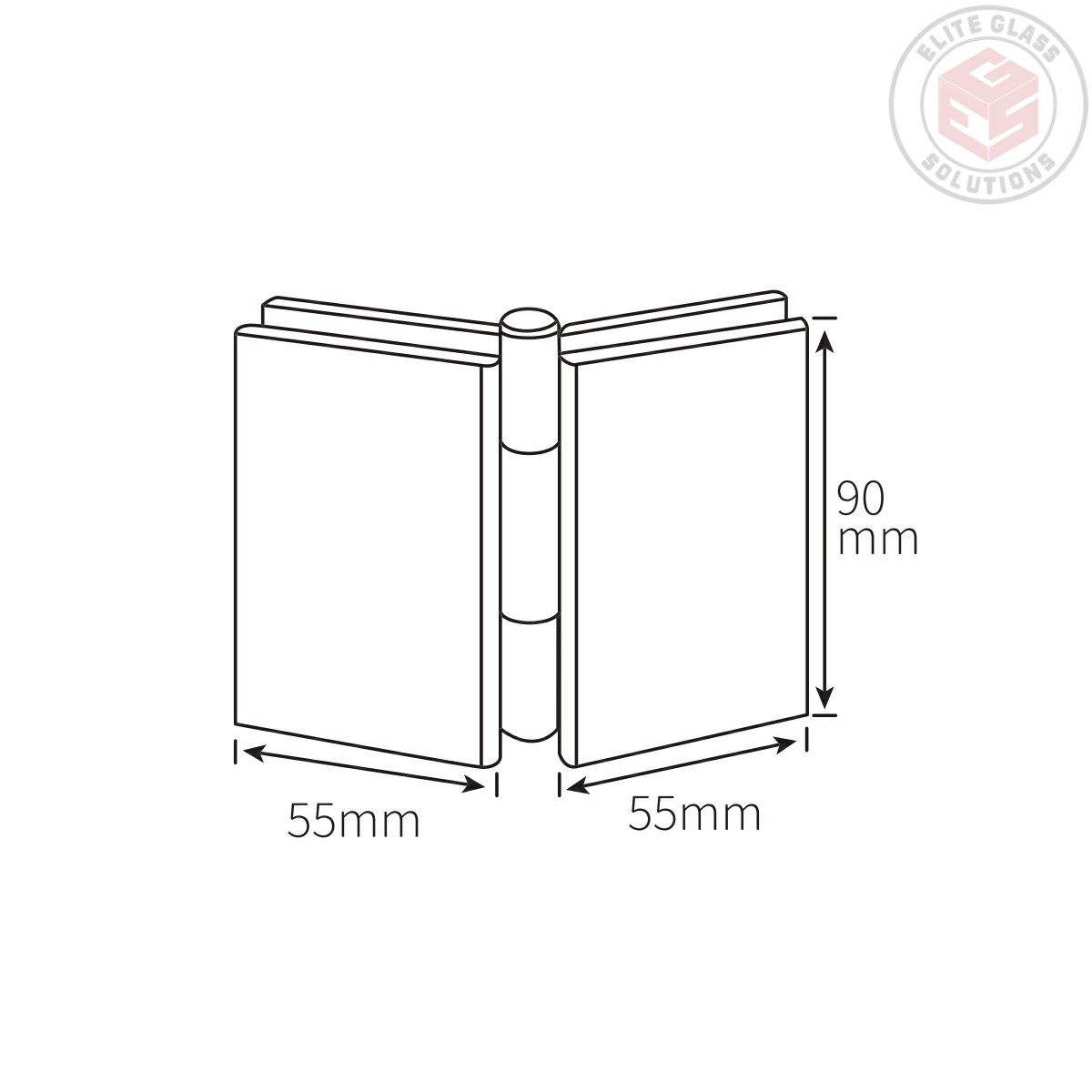Bifold Shower Hinge for glass to glass fixing - indicative finish only, view swatch for actual colour 